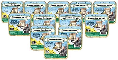 Pine Tree Farms 12 Pack Sunflower Heart Suet Cakes, White, 12 Ounces Each
