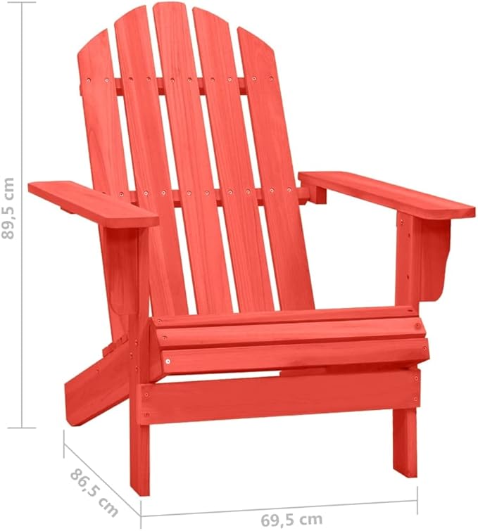 Patio Adirondack Chair Solid Fir Wood Red, Patio Dining Chairs, Bar Stools, Outdoor Seating for Outdoor Relaxation and Entertaining in Your Backyard or Poolside