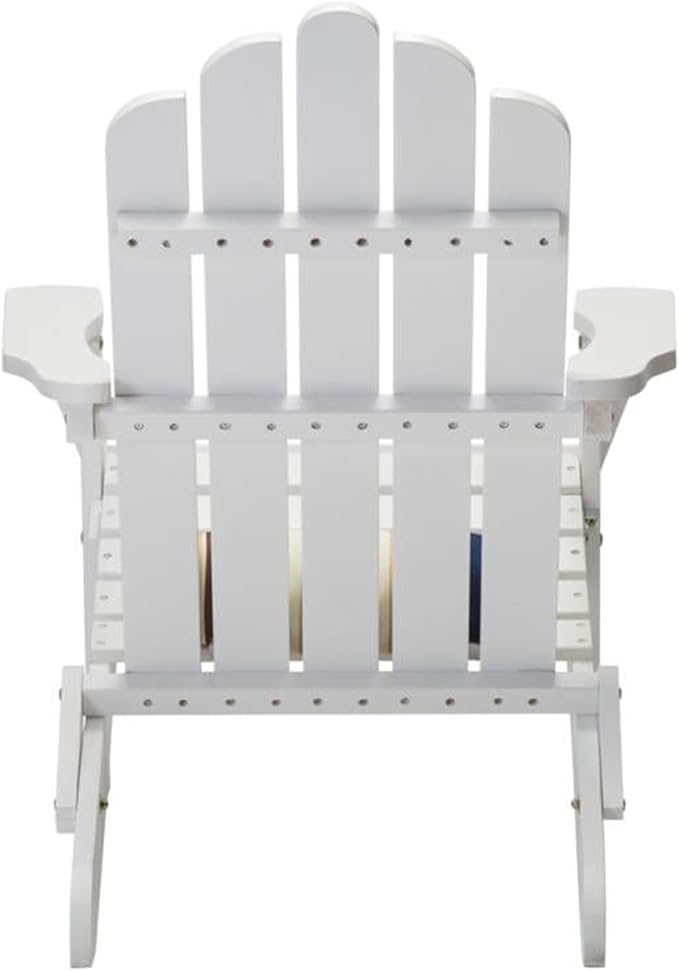 White Wooden Adirondack Chairs Set of 4 Outdoor Patio Folding Outside Deck, Porch, Lawn, Pool, Yard, Garden, Fire Pit, Heavy Duty