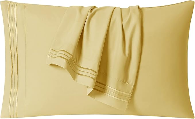 Clara Clark Bed Sheets, Premier 1800 Series 4 Piece Bed Sheet Set, Deep Pocket, Wrinkle, Fade, Stain Resistant, Luxury Soft Bedding Sheets & Pillowcases, Queen, Custard Mellow