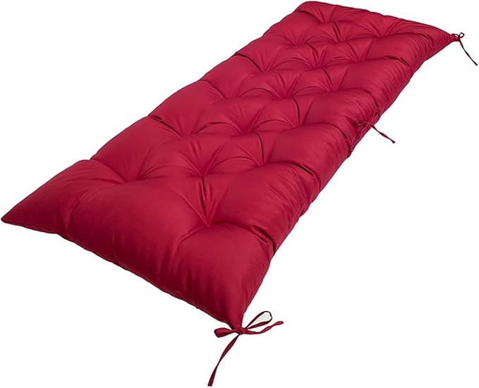 Tufted Bench Cushions for Outdoor Furniture Waterproof, 47 x 20inches Patio Swing Cushions Burgundy with Ties,Non-Slip Outdoor Patio Pads for Outdoor Furniture