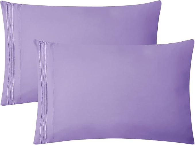 Clara Clark Bed Sheets, Premier 1800 Series 4 Piece Bed Sheet Set, Deep Pocket, Wrinkle, Fade, Stain Resistant, Luxury Soft Bedding Sheets & Pillowcases, California King, Lavender