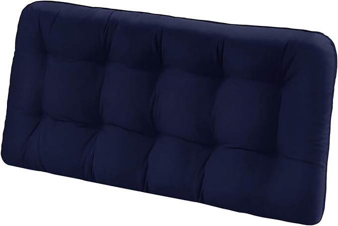 Tufted Bench Cushions for Outdoor Furniture, 48" x 18" Porch Swing Cushions Filled with Foam, Overstuffed Patio Cushions for Bench Loveseat with 2-3 Seats,Thick and Water Resistant, Navy