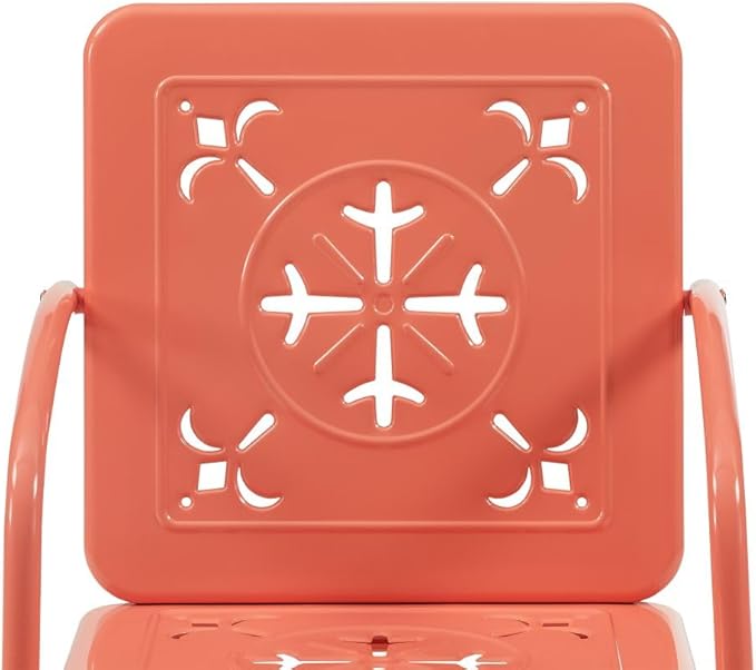 Crosley Furniture Azalea 2-Piece Outdoor Chair Set, Vintage Retro Metal Patio Chairs for Dining, Porch, Deck, Coral Gloss