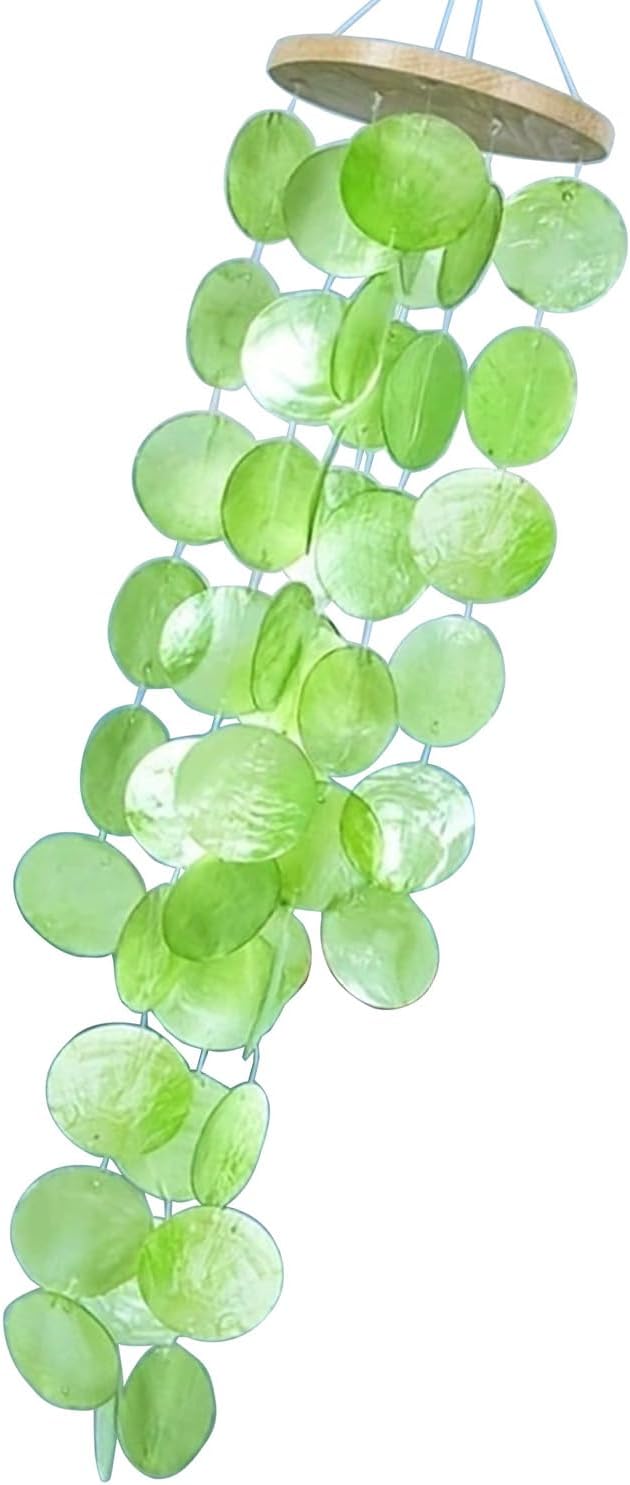 Handmade Colored Capiz Shells Windchimes Coastal Type Decoration for Indoor and Outdoor Use Garden Decoration
