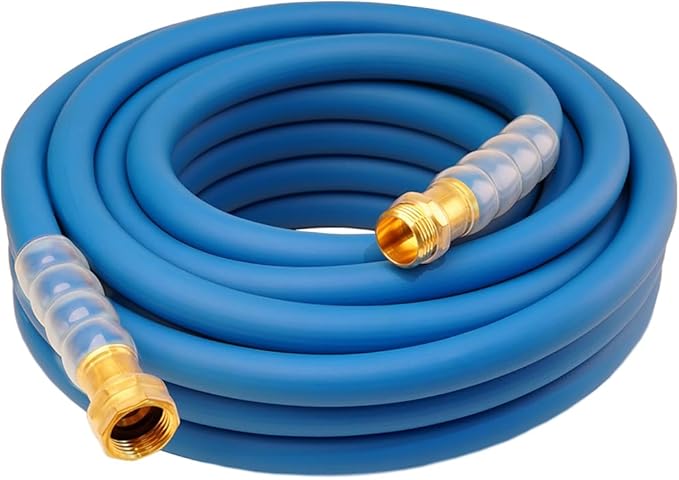 Heavy Duty Premium Garden Hose 25ft x 5/8", 300PSI Working, 1000PSI Burst, Hybrid Rubber Water Hose with Transparent Swivel Handle - Hot/Cold Water - Five Layered Braiding with Brass fittings (Blue)