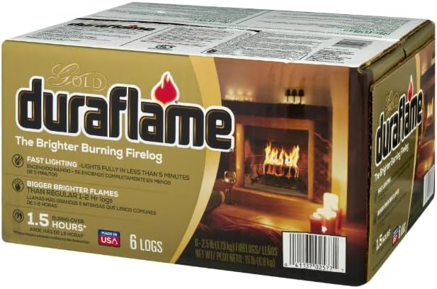 Duraflame Gold 4577 Ultra-Premium Brighter Burning Firelogs, 2 Pack (2.5lb 1.5 Hour Log)