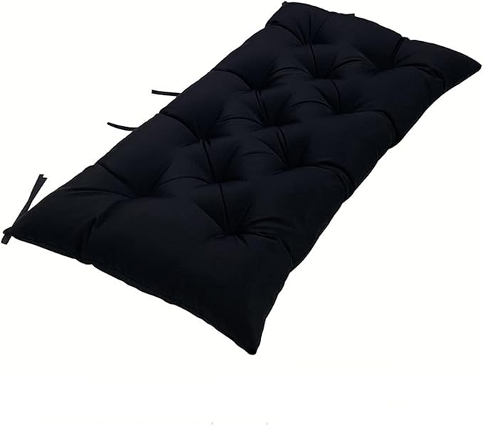 Outdoor Bench Cushion Black Non-Slip Patio Bench Cushions for Outdoor Furniture Thick Tufted Patio Chair Pads 40 inch for Swing Chair, Wicker Loveseat Settee,40 * 20"
