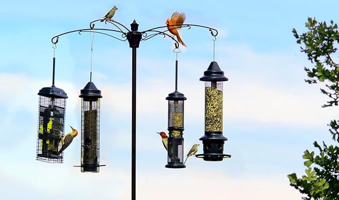 BirdsUP Versa Pole for 4 Bird Feeders, w/Bullseye Level and Torque Bar, 1-inch Diameter, 7.7ft Installed