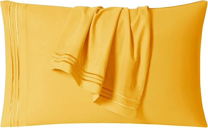 Clara Clark Bed Sheets, Premier 1800 Series 4 Piece Bed Sheet Set, Deep Pocket, Wrinkle, Fade, Stain Resistant, Luxury Soft Bedding Sheets & Pillowcases, Twin, Yellow