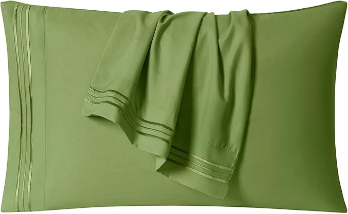 Clara Clark Bed Sheets, Premier 1800 Series 4 Piece Bed Sheet Set, Deep Pocket, Wrinkle, Fade, Stain Resistant, Luxury Soft Bedding Sheets & Pillowcases, Twin-XL, Calla Green