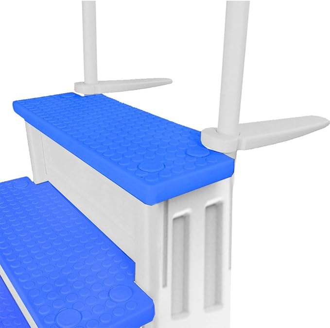 Aqua Select Anti-Slip in-Pool Steps | White/Blue Steps | for Above Ground Swimming Pools | Can Mount to Decks 48" to 54" H | Safety Stairs Capacity Up to 350 lbs