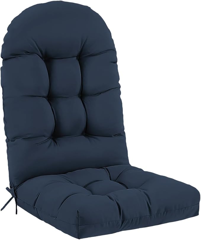 Outdoor Adirondack Chair Cushion, 50x21x4 Inch Rocking Chair Cushions, High Back Patio Soft Seat Pad with Ties, Indoor Outside Use, Fade-Resistant & Waterproof, Dark Blue