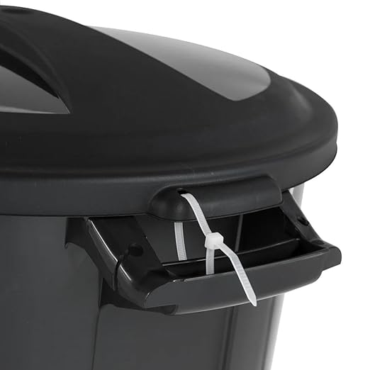 20 Gallon Heavy Duty High-Density Plastic Trash Can with Snap-Lock Windproof Lid & Ergonomic Handles – Indoor/Outdoor Garbage Collection, Black