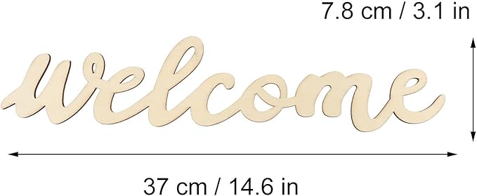 NUOBESTY Wooden Welcome Sign 14.5 Inch Front Door Hanging Plaque with Rope Cursive Wood Letters Home Wall Decor for Porch Entryway Greeting