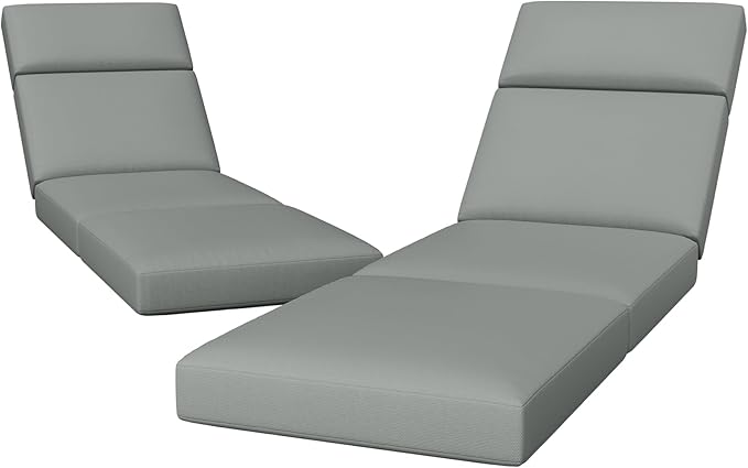 2 Pcs Chaise Lounge Cushions Outdoor, 72 x 21 x 4 Inch Lounge Chair Cushions for Outdoor Furniture - Waterproof Lounge Patio Replacement Cushion, 4In Fade-Resistant ThickPatio Chaise Lounge Cushion
