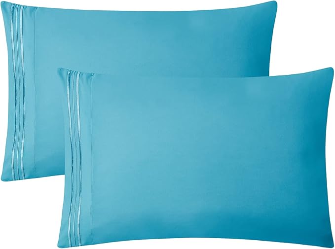 Clara Clark Bed Sheets, Premier 1800 Series 4 Piece Bed Sheet Set, Deep Pocket, Wrinkle, Fade, Stain Resistant, Luxury Soft Bedding Sheets & Pillowcases, King, Beach Blue