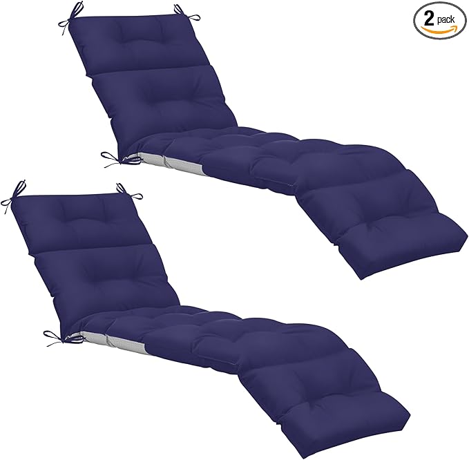 Kigley 2 Pcs Chaise Lounge Cushions 75 x 22 x 5 Inches Soft Lounge Chair Cushion Spring/Summer Seasonal Replacement for Outdoor Indoor Home Office (Navy Blue)