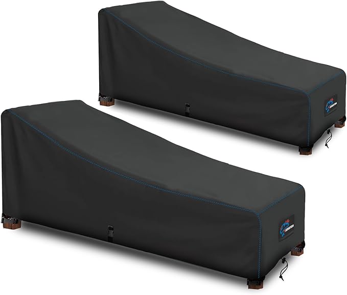SIRUITON 2 PCS Outdoor Chaise Lounge Cover, Heavy Duty Waterproof & UV Resistant Patio Outdoor Pool Durable Lounge Chair Covers,78L x 34W x 32H inch