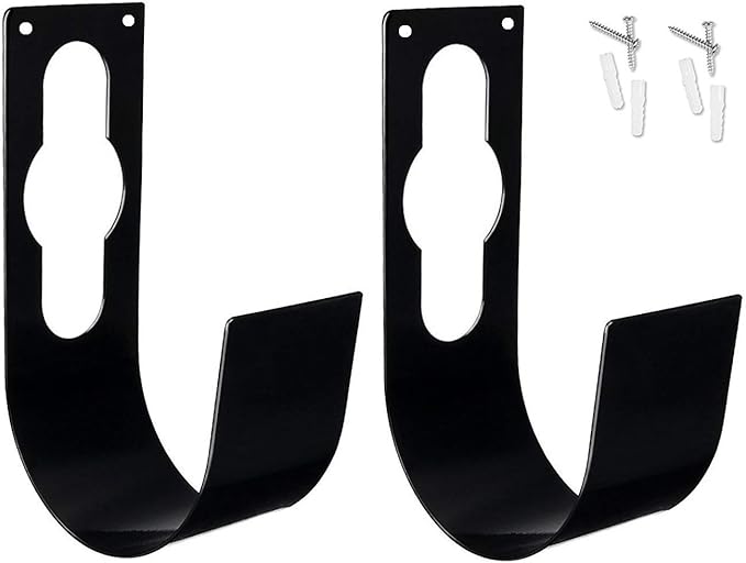 2 Pack Garden Hose Hanger Wall Mount Heavy Duty Hose Holder Hook Use for 150foot Hose (Large, Black)