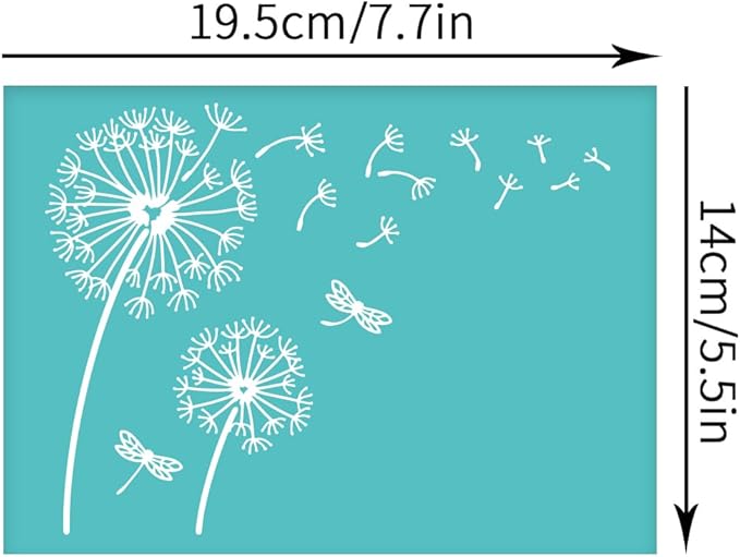 OLYCRAFT 2Pcs Self-Adhesive Silk Screen Printing Stencils Dandelion Mesh Transfers Stencil Dragonfly Pattern Silk Screen Stencil for Painting on Wood DIY T-Shirt Fabric 7.7x5.5 inch