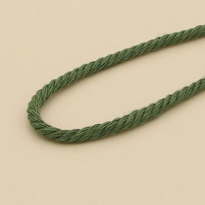 Natural Macrame Cord,3mm x109 Yard Twine String Cord Colored Cotton Rope Craft Cord for DIY Crafts Knitting Plant Hangers Christmas Wedding Décor (Army Green/Olive Green, 3mm*109yards)