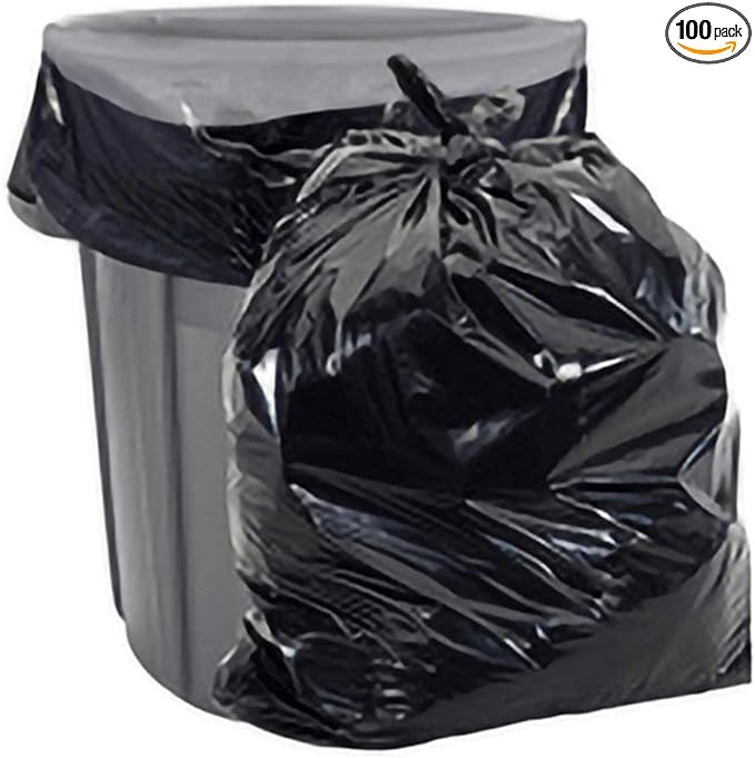 Aluf Plastics 55-60 Gallon Trash Bags - 1.5 MIL (eq) Black Heavy Duty Trash Can Liners - 38" x 58" - Pack of 100 - For Contractor, Industrial, Commercial, & Outdoor