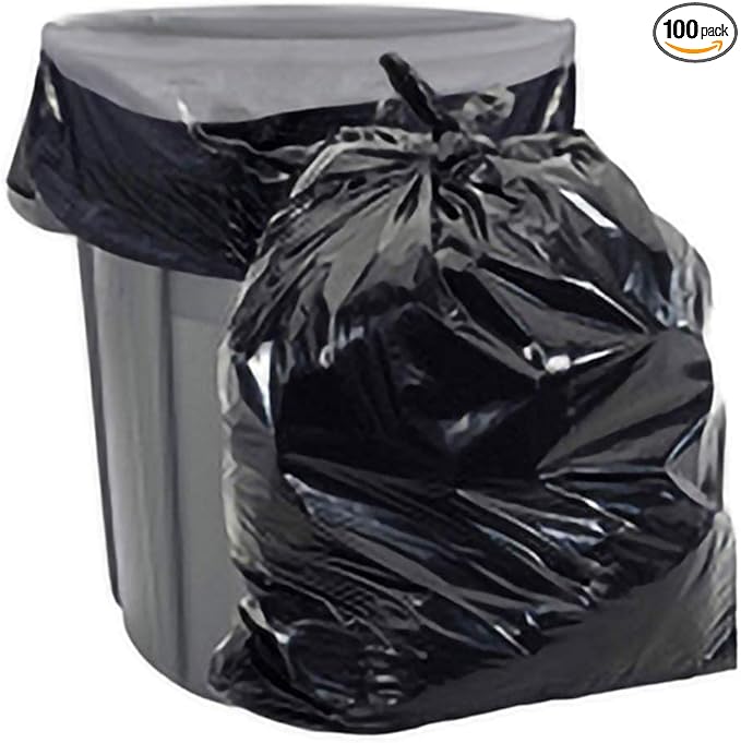 Aluf Plastics 33 Gallon Trash Bags - 1.5 MIL (eq) Black Heavy Duty Trash Can Liners - 33" x 39" - Pack of 100 - For Contractor, Industrial, Commercial, & Outdoor