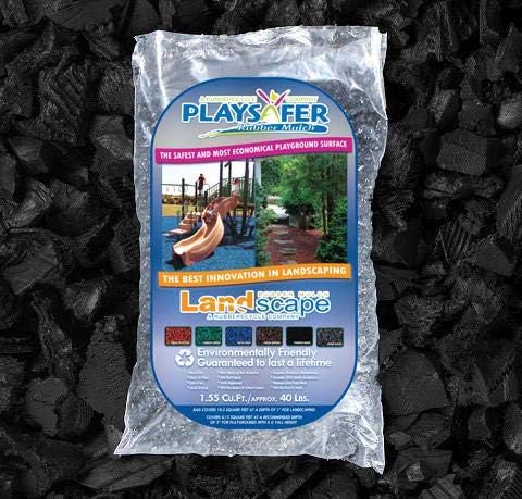 Playsafer Rubber Mulch Nuggets Protective Flooring for Playgrounds, Swing-Sets, Play Areas, and Landscaping (2,000 LBS - 77 CU. FT, Black)