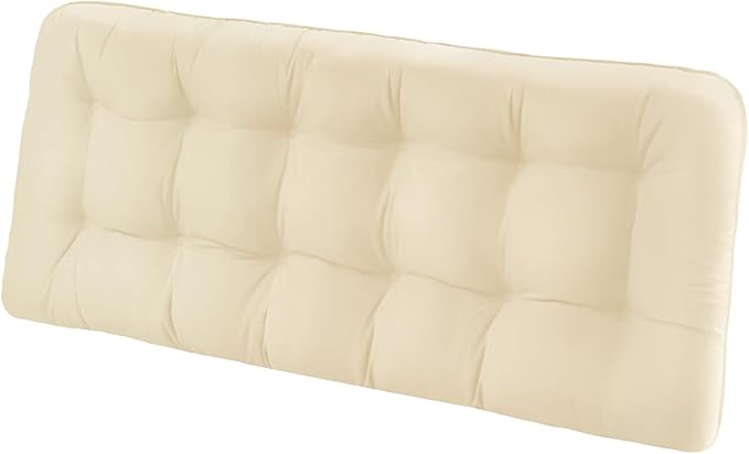 Tufted Bench Cushions for Outdoor Furniture, 59" x 18" Porch Swing Cushions Filled with Foam, Overstuffed Patio Cushions for Bench Loveseat with 2-3 Seats,Thick and Water Resistant, Beige