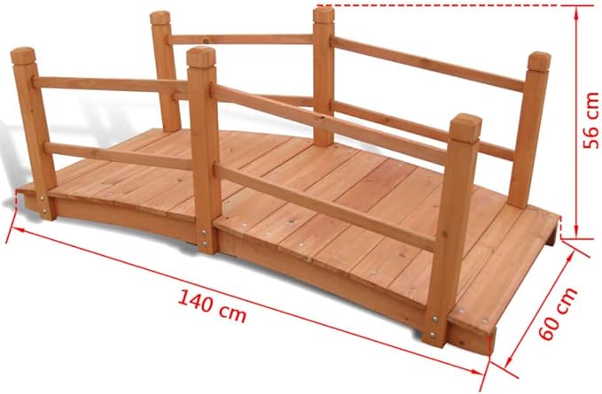 SKM Garden Bridge Natural Wooden Bridge for Garden Decorative Pond Landscaping Bridge 23.6 x 55.9 x 22.0 in (W x L x H)