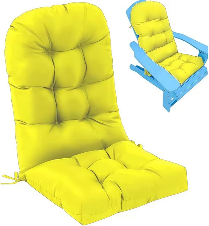 Waterproof Adirondack Chair Cushion,44inch Rocking Chair Cushion,High Back Patio Cushions Indoor and Outdoor Furniture Chair Cushions Pads with Ties (Fruit Green)