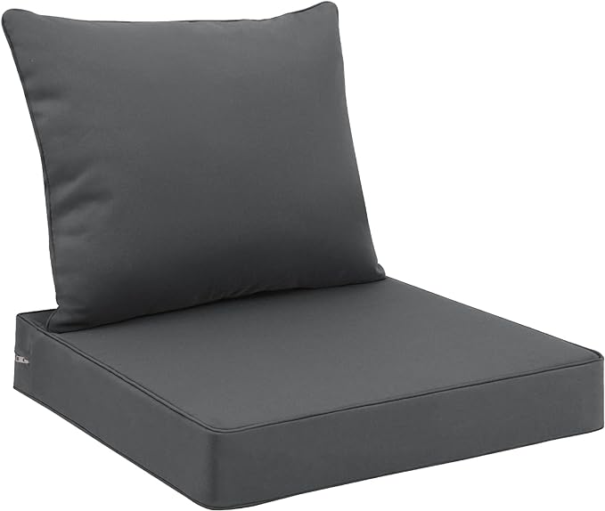 Favoyard Outdoor Seat Cushion Set 22 x 24 Inch Waterproof & Fade Resistant Patio Furniture Cushions with Removable Cover Deep Seat & Back Cushion with Handle and Adjustable Straps for Chair Sofa Couch