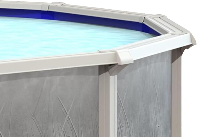 Lake Effect Pools 'Bermuda' 12 ft Round Above Ground Swimming Pool | 48 Inch Walls | 6" Steel Top Ledge | Bundle Includes: 25 Gauge Overlap Liner & Widemouth Skimmer