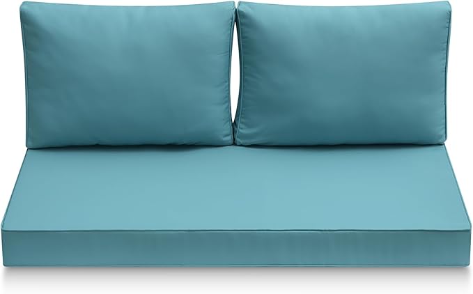 Outdoor Loveseat Cushions, 48 x 24 x 4 Inches Waterproof Fade Resistant Cushion Set for Couch, Bench and Swing