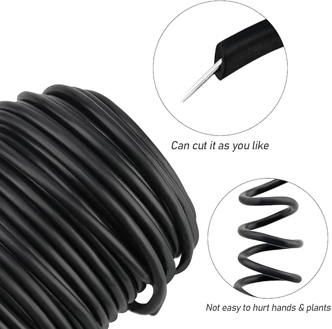 KINGLAKE GARDEN Flexible Soft Wire Ties,Soft Garden Plant Ties 3.5mm 65.6 Feet Green Plant Ties,Garden Twist Ties Heavy Duty Garden Wire for Plants