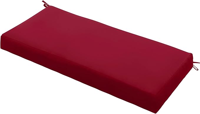 Outdoor Bench Cushion Waterproof 45"x18" – Fade-Resistant Patio Furniture Cushion with Ties for Porch Swing, Loveseat, or Indoor Bench Replacement, Burgundy