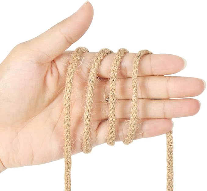 Tenn Well 5mm Jute Twine, 164 Feet Braided Jute Rope, Natural Twine String for Crafts, Gift Wrapping, Holiday Decorating, Gardening, Cat Tower Repairing, Macrame Jute Cord