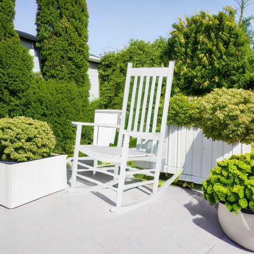 Shine Company Vermont Porch Rocker, High Back Wood Rocking Chair, White