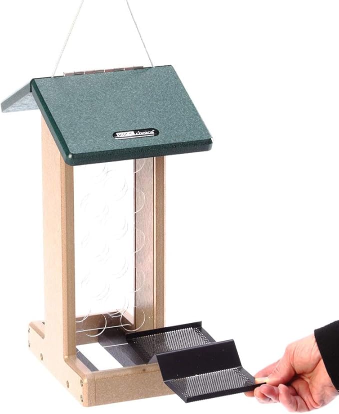 Birds Choice Whole Peanut Bird Feeder for Blue Jays and Woodpeckers - Durable Recycled Material, Taupe w/ Green, 7"L x 10.50"W x 14.75"H, Made in USA