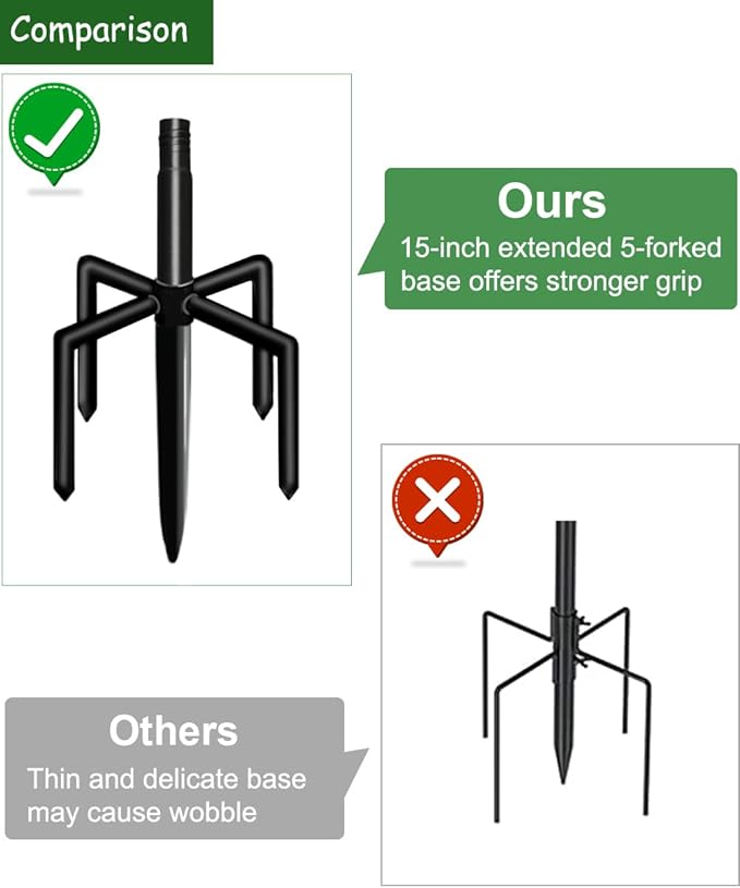 90 Inch Bird House Pole Mount Kit, Adjustable Heavy Duty Bird Feeder Pole for Outdoors, Universal Mounting Post Set with 5-Prong Base, Black, 1 Pack