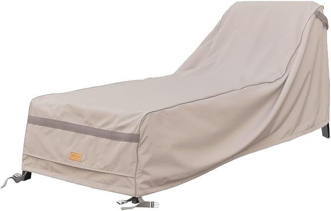 Patio Chaise Lounge Cover Waterproof, Heavy Duty Outdoor Lounge Chair Covers, Beige Durable Patio Furniture Covers, 1 Pack, 78L*34W*30H inch