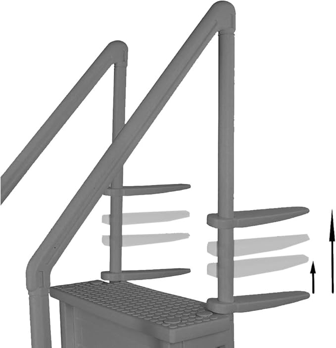 Aqua Select Anti-Slip in-Pool Steps with Outside Flip-Up Ladder | Gray | for Above Ground Swimming Pools | Can Mount to Decks 48" to 54" H | Safety Stairs Capacity Up to 350 lbs