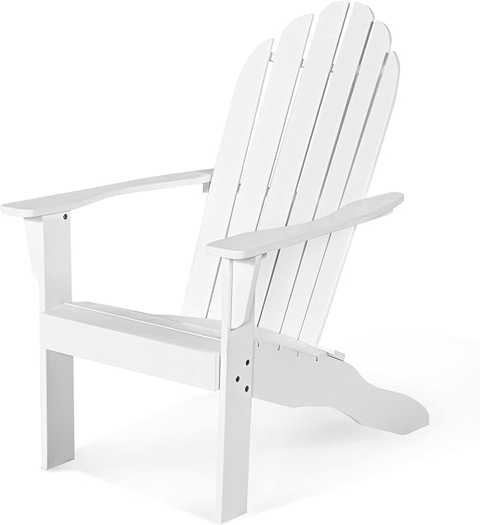 Tangkula Adirondack Chair, Acacia Wood Adirondack Lounger Chair, Outdoor Armchairs with Slatted Seating, Weather Resistant