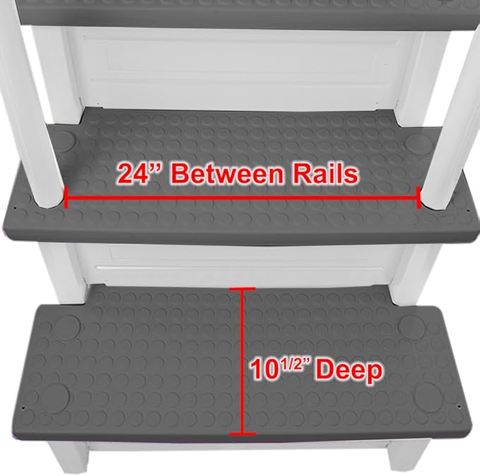 Aqua Select Anti-Slip in-Pool Steps | White/Gray Steps | for Above Ground Swimming Pools | Can Mount to Decks 48" to 54" H | Safety Stairs Capacity Up to 350 lbs