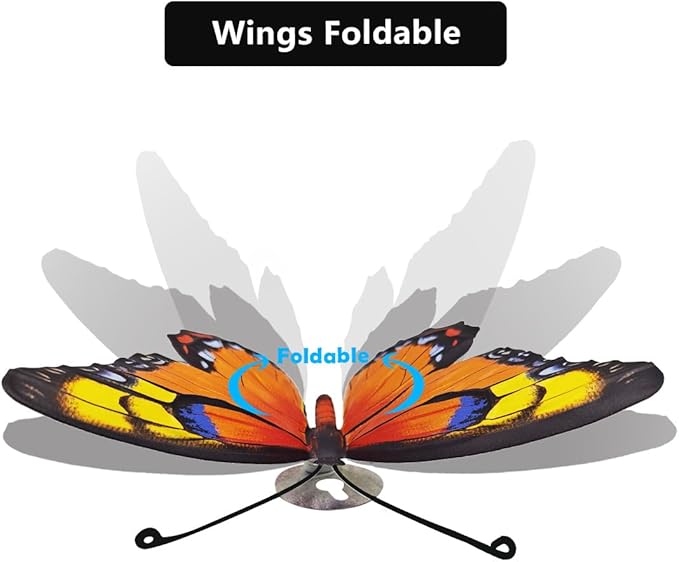 EOORAU Metal Butterfly Wall Outdoor Decor - 5 Pcs 3D Lifelike Metal Butterflies Wall Art Sculpture Hanging Decorations for Outside Fence Yard Patio Garden