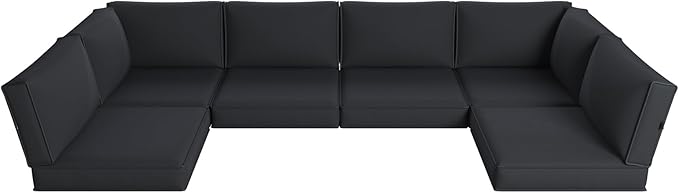 Aoxun Replacement Cushions for Outdoor Furniture, 14-Piece Outdoor Cushions for Patio Furniture, Deep Seat, Waterproof & Fade Resistant Couch Cushion for 6-Seat Patio Conversation Sets, Black