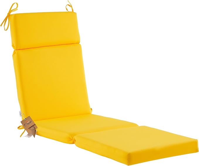 Outdoor Chasie Lounge Tufted Thick Cushion with Ties,Replacement Wicker Chair Cushion for Paito Fruniture,72x21x3inches,All Weather,Yellow