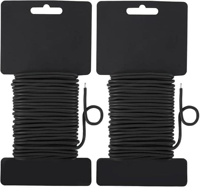 Shintop Reusable Garden Plant Twist Tie 2.8mm, 2PCS 65Feet Heavy Duty Soft Wire Tie for Tomato Plants, Climbing Roses and Vines Organizing (Black)