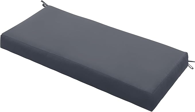 Outdoor Bench Cushion Waterproof 48"x18" – Fade-Resistant Patio Furniture Cushion with Ties for Porch Swing, Loveseat, or Indoor Bench Replacement, Dark Grey